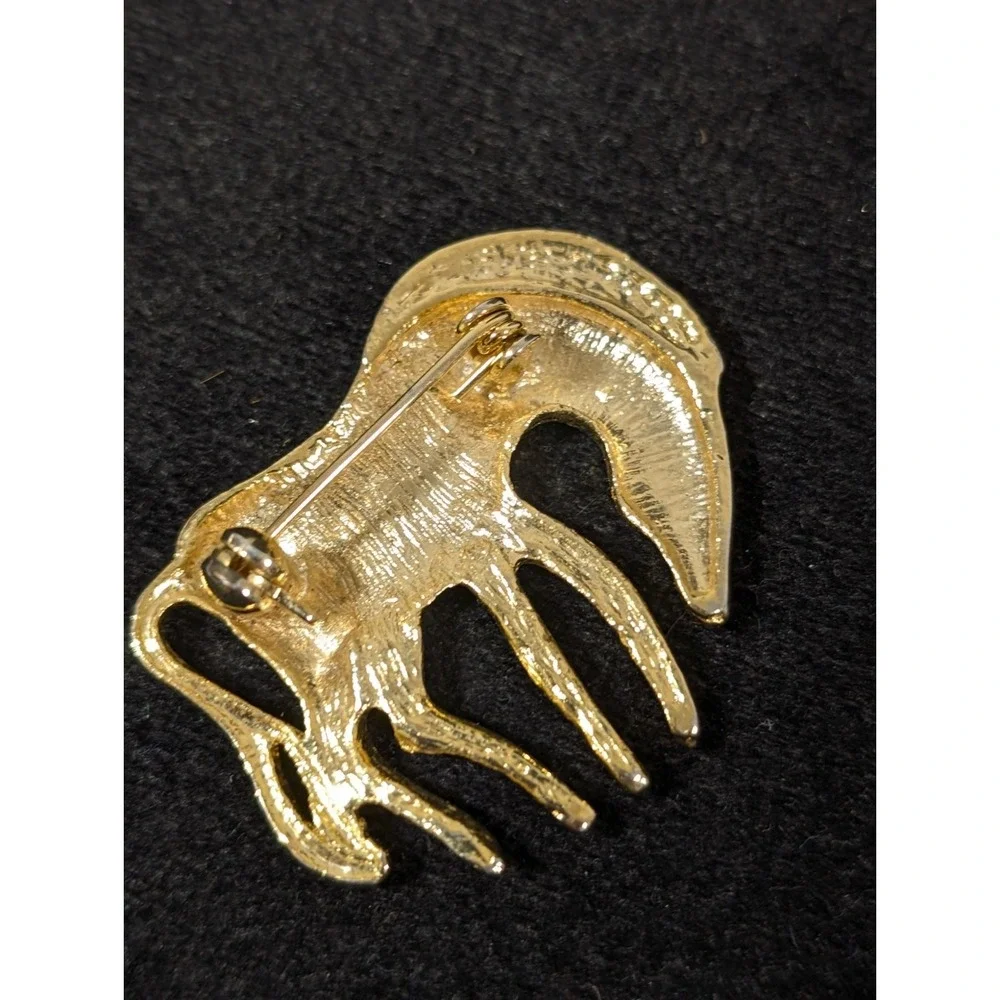 Vintage Gold Tone Zebra Brooch‎ Pin African Tribal Safari